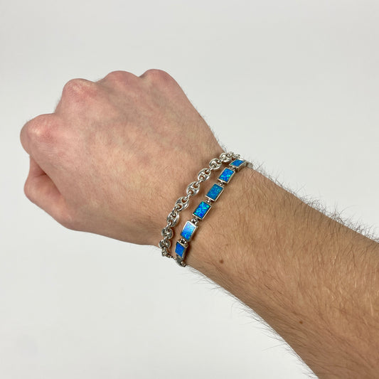 925 Sterling Silber Opal Armband