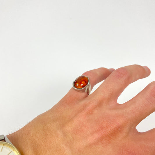 925 Sterling Silber Amber/Bernstein Ring
