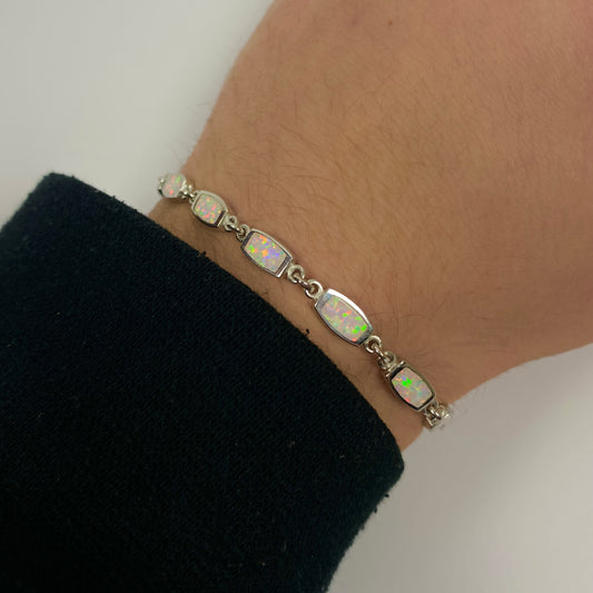 925 Sterling Silber Opal Armband