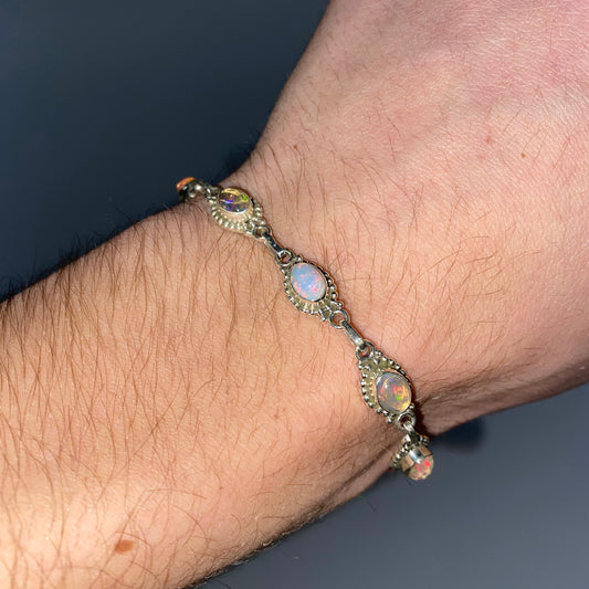 925 Sterling Silber Opal Armband